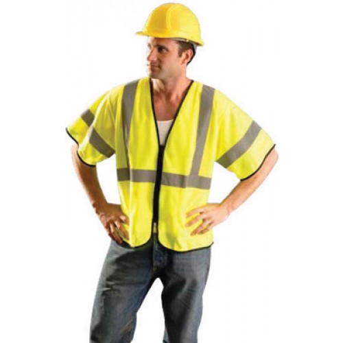 Hi-Viz Yellow Polyester and Mesh Class 3 Safety Vest