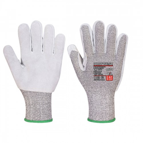  Portwest A674 AHR13 F Dark Leather Cut Glove - Black