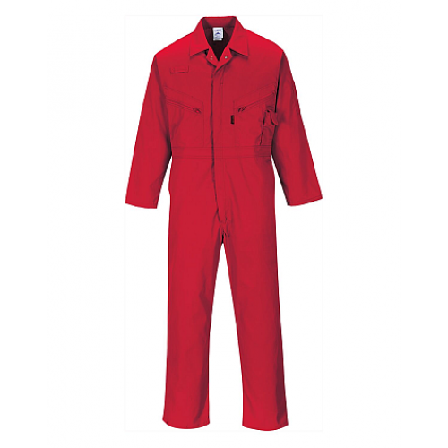 Portwest C813 Coveralls, 7 oz Portwest Liverpool Zipper Red Coveralls