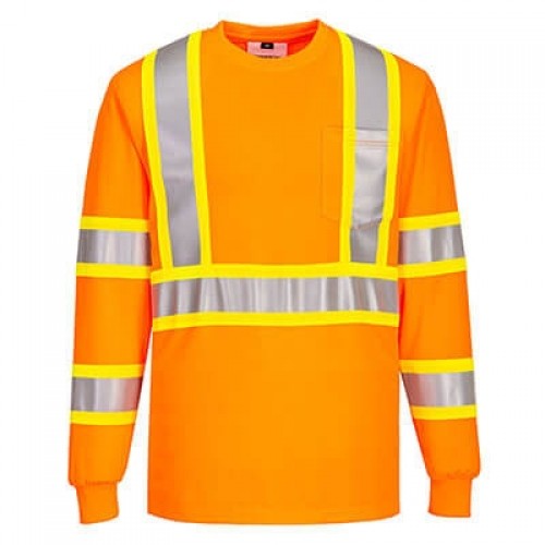 Portwest CA111- X Back Contrast Tape Long Sleeve T-shirt
