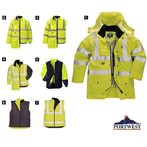 Portwest US427 Waterproof Hi Vis Versatile 7 in 1 Traffic Police Jacket