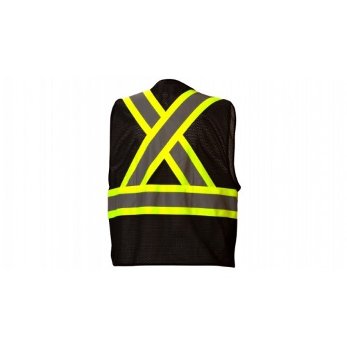 Pyramex RCZ2411 Type O - Class 1 Hi-Vis Black Vest with Contrasting Reflective Tape
