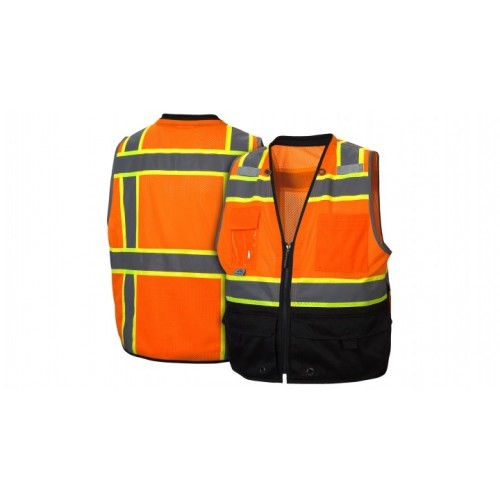 Pyramex RVZ4420B Type R - Class 2 Hi-Vis Orange Safety Vest with Black Bottom